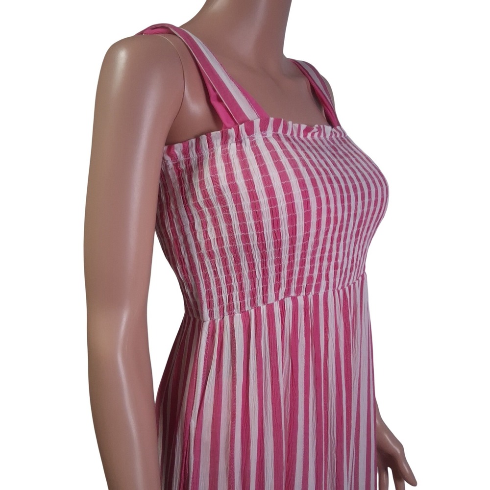 Raviya Women's Pink and White Striped Cover-Up Dress Size Sm with Pockets